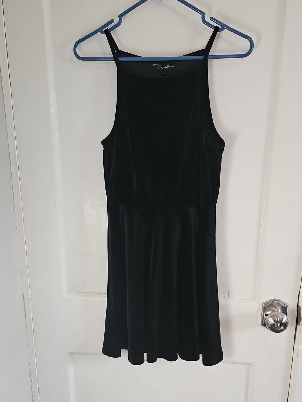 Speechless Black Velvet Strappy Skater Dress